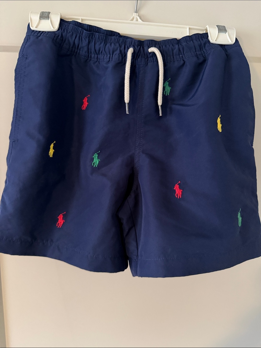 Polo by Ralph Lauren Navy Swim Shorts with Multicolor Embroidered Logos